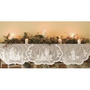 Mantle Scarf SILENT NIGHT Christmas Nativity 20"x90" by Heritage Lace NEW!